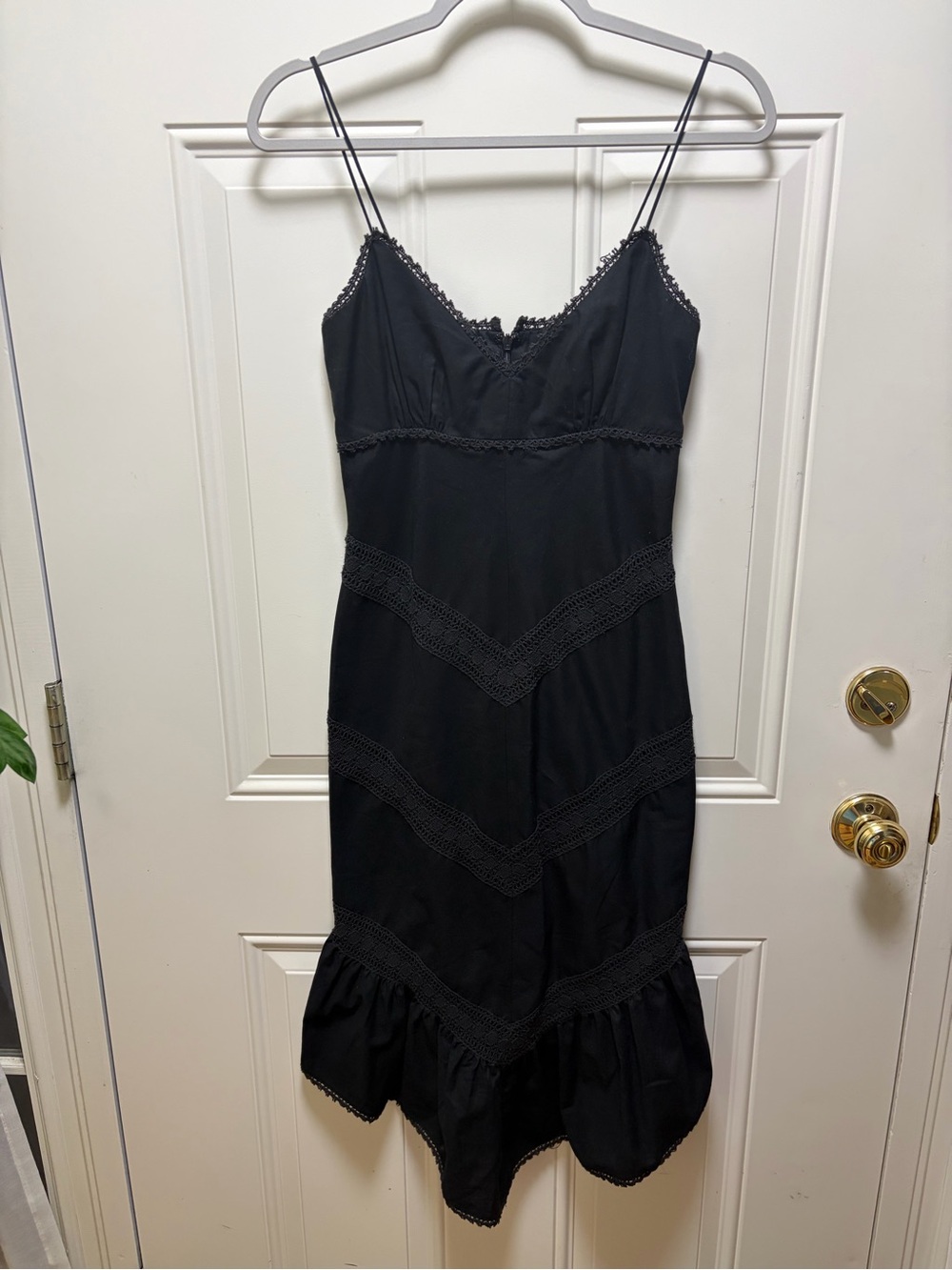 Ralph Lauren Black Bohemian Crochet Lace Trim Cami Sundress 0
